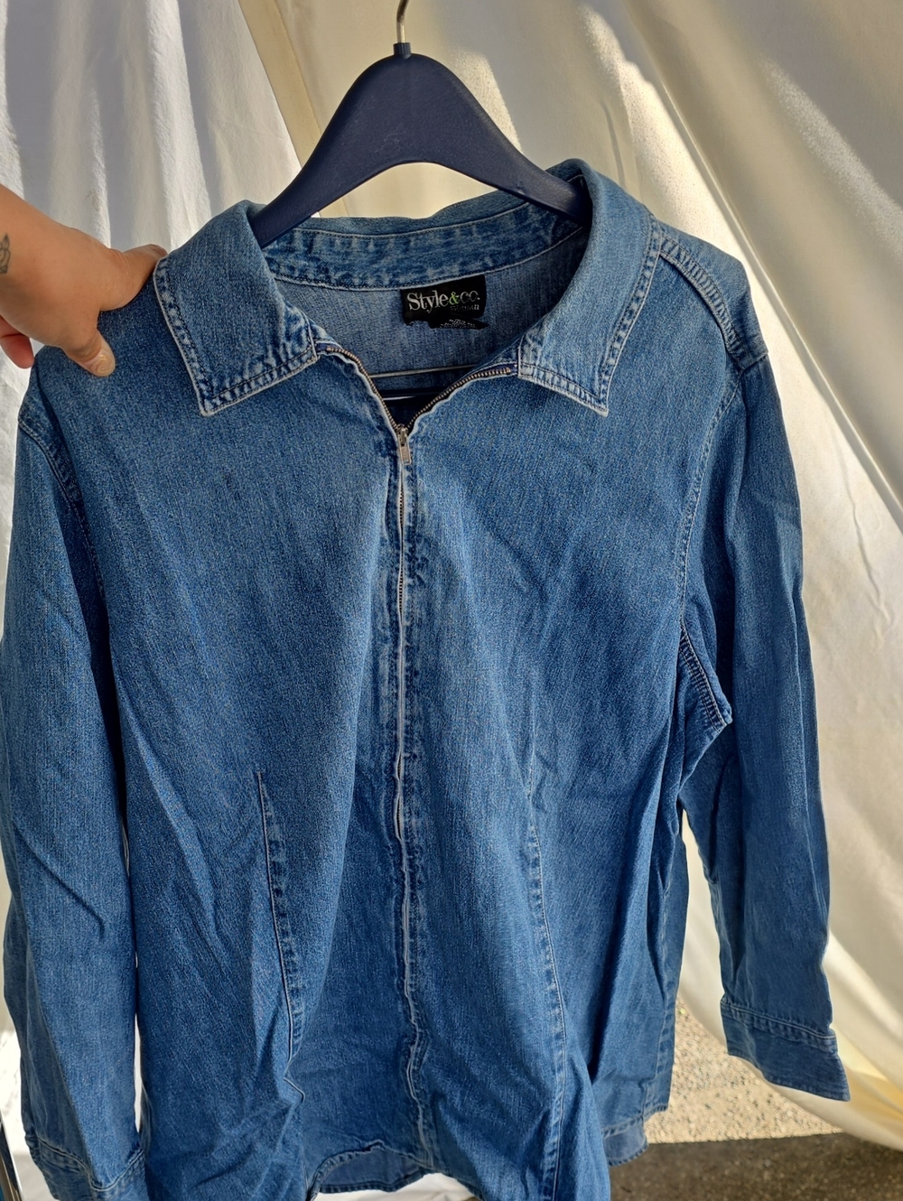Style & Co. Light Blue Denim Zip Jacket